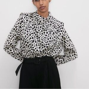 Zara Print Blouse in Black & Ecru